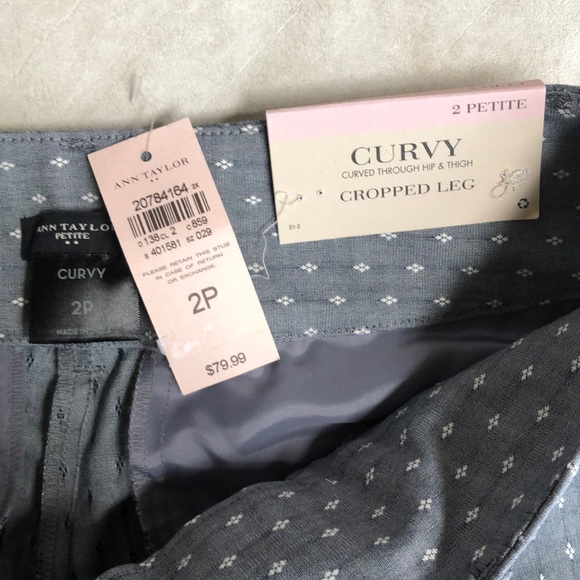 Ann Taylor Women's Curvy Cropped Leg Trouser Pants Gray White Diamond Size 2P - Picture 11 of 14